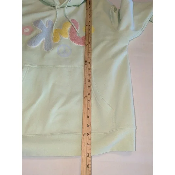 Fanjoy KNJ Hoodie Size XL Mint Green Chenille Graphic‎ Sweatshirt Fuzzy Letters - Picture 6 of 6